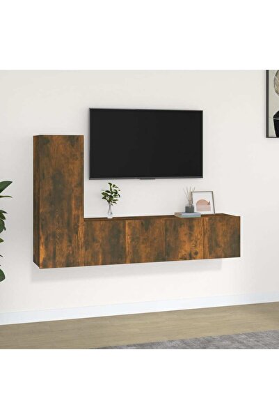 Concept Σετ ντουλαπιών τηλεόρασης, 3 τεμάχια, καπνιστή δρυς, επεξεργασμένο ξύλο