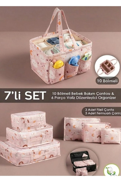 MorOropa 7li Set I 6'lı Set Desenli Bavul Valiz Içi Çok Amaçlı Organizer x Ta...
