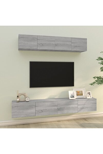 Concept Set comodă TV, 4 piese, gri sonoma, lemn prelucrat