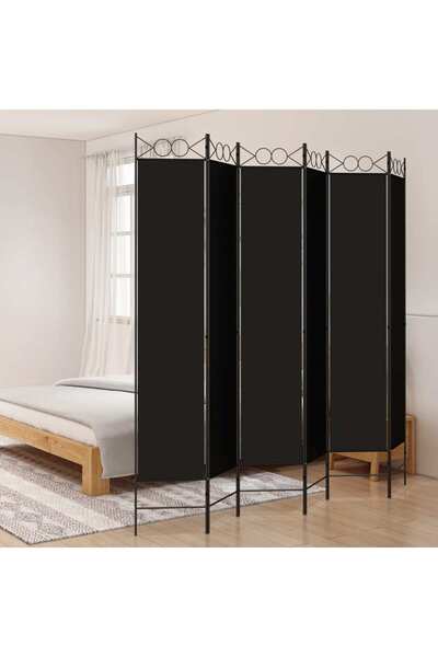 Concept Paravan de cameră cu 6 panouri, negru, 240x220 cm, textil