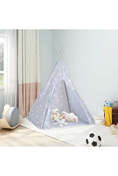 Concept Cort de copii teepee cu geantă, gri, 115x115x160 cm, poliester