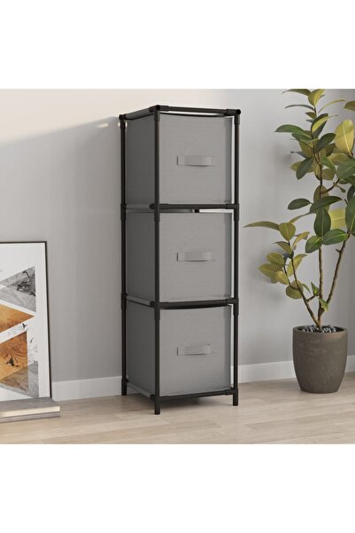 Concept Ντουλάπι αποθήκευσης με 3 υφασμάτινα συρτάρια, γκρι 34x34x101 cm ατσάλι