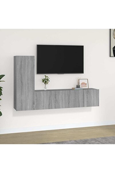 Concept Set dulap TV, 3 piese, gri sonoma, lemn prelucrat
