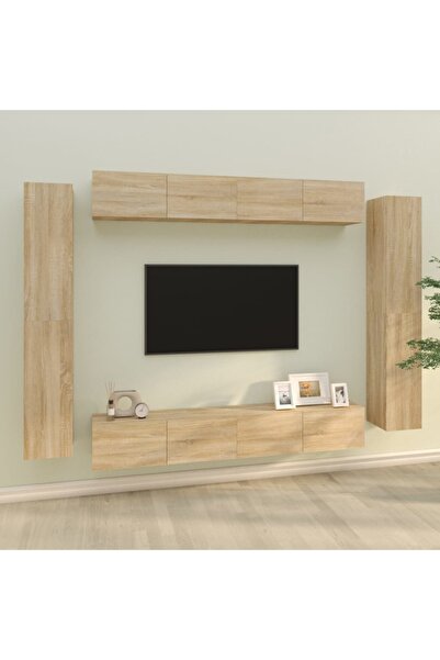 Concept Set dulap TV, 8 piese, stejar sonoma, lemn prelucrat