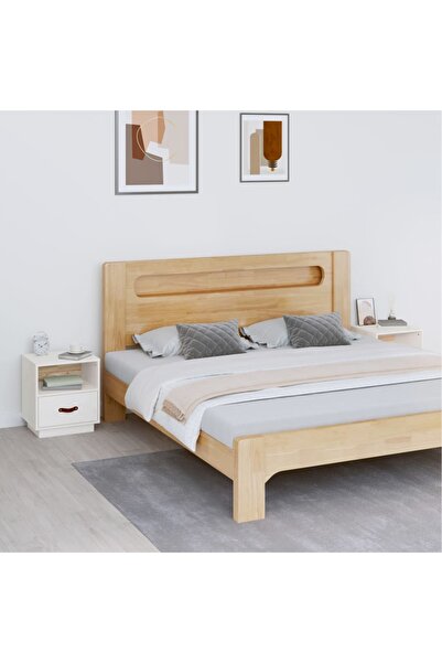 Concept Κομοδίνα, 2 τεμ., λευκά, 40x34x45 cm, μασίφ ξύλο πεύκου