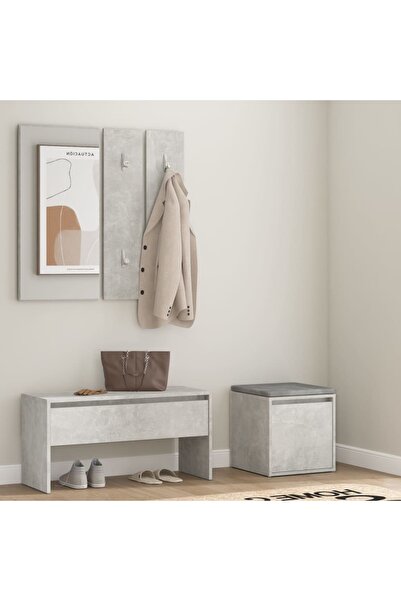 Concept Set de mobilier pentru hol, gri beton, lemn prelucrat