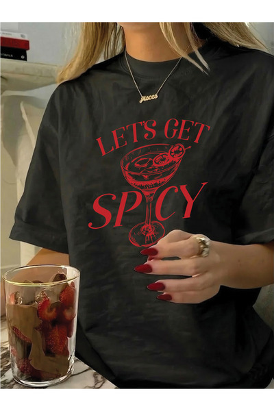 Marco Fresco Unisex Casual κοντομάνικο μπλουζάκι Spicy με τύπωμα Teen oversized