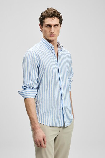 Lufian 111010648 Peter Men's Basic Shirt Regular Fit Men's Shirt Blue