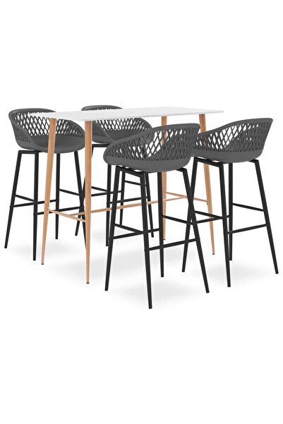 Concept Σετ επίπλων μπαρ, 5 τεμάχια, λευκό και γκρι