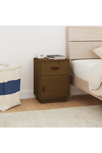 Concept Κομοδίνο, μελί καφέ, 40x34x55 εκ., μασίφ ξύλο πεύκου