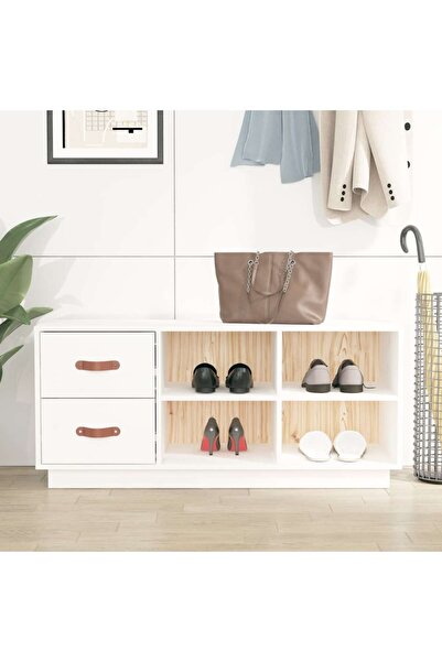 Concept Παγκάκι για παπούτσια, λευκό, 100x34x45 cm, μασίφ ξύλο πεύκου