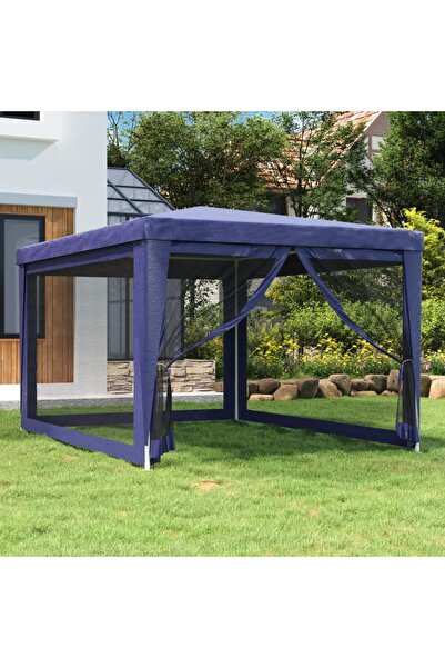 Concept Party tent with 4 mesh walls, blue, 3x4 m, HDPE