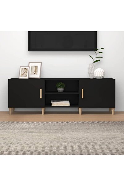 Concept Comodă TV, negru, 150x30x50 cm, lemn compozit