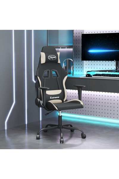 Concept Scaun de jocuri, negru și crem, textil