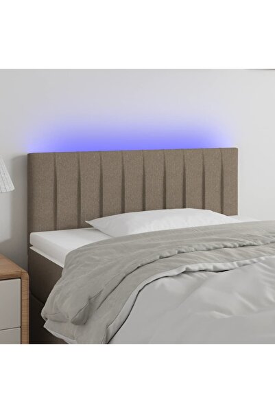 Concept Tăblie de pat cu LED, gri taupe, 100x5x78/88 cm, textil