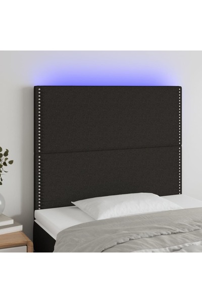 Concept Tăblie de pat cu LED, negru, 100x5x118/128 cm, textil