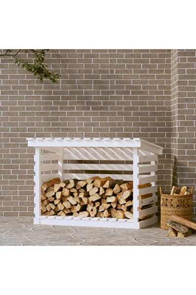 Concept Ράφι για καυσόξυλα, λευκό, 108x73x79 cm, μασίφ ξύλο πεύκου