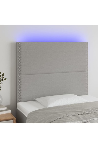 Concept Tăblie de pat cu LED, gri deschis, 100x5x118/128 cm, textil