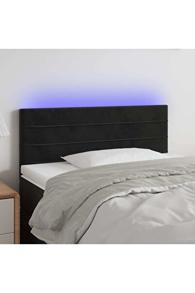 Concept Tăblie de pat cu LED, negru, 90x5x78/88 cm, catifea