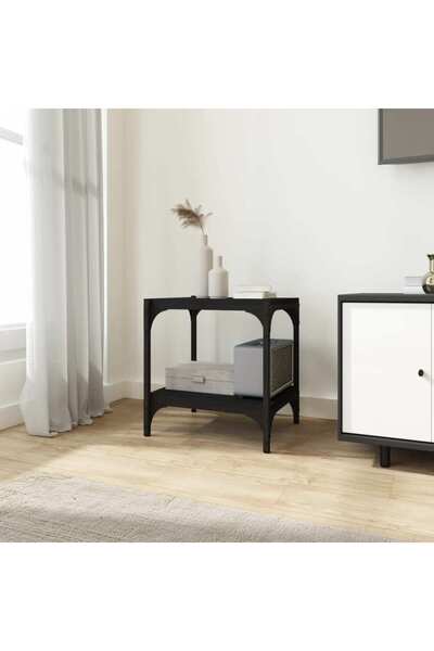 Concept Comodă TV, negru, 40x33x41 cm, lemn prelucrat și oțel