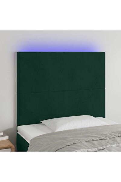 Concept Tăblie de pat cu LED, verde închis, 80x5x118/128 cm, catifea