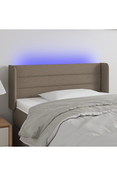 Concept Tăblie de pat cu LED, gri taupe, 93x16x78/88 cm, textil