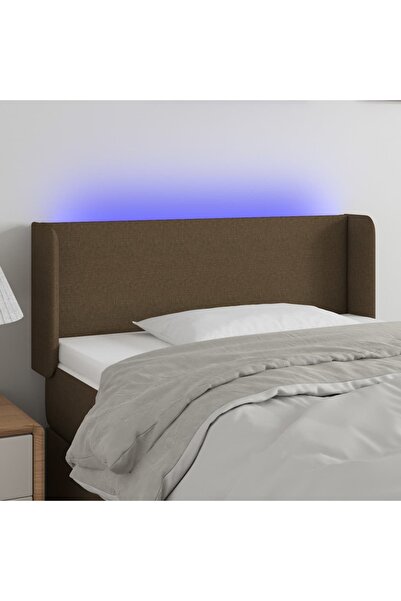 Concept Tăblie de pat cu LED, maro închis, 83x16x78/88 cm, textil