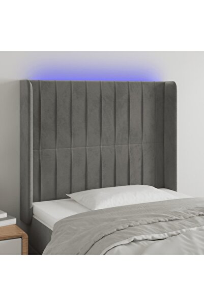 Concept Tăblie de pat cu LED, gri deschis, 83x16x118/128 cm, catifea