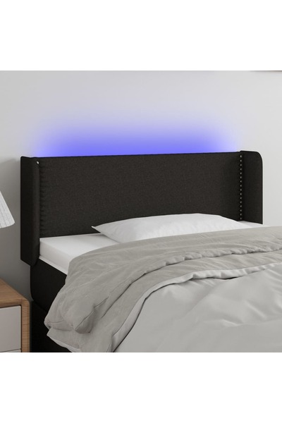 Concept Tăblie de pat cu LED, negru, 83x16x78/88 cm, textil