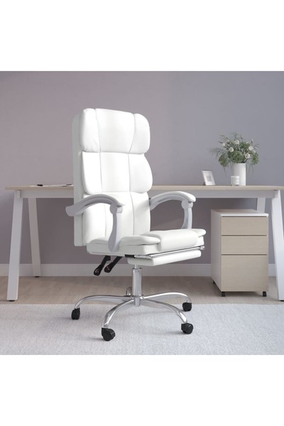 Concept Πτυσσόμενη καρέκλα γραφείου, λευκή, οικολογικό Δερμάτινο