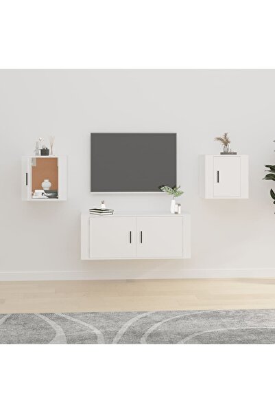 Concept Επιτοίχια ντουλάπια τηλεόρασης, 2 τεμ., λευκά, 40x34,5x40 εκ.