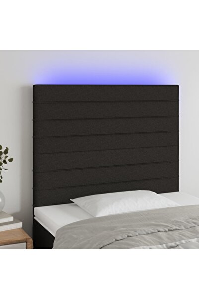 Concept Tăblie de pat cu LED, negru, 80x5x118/128 cm, textil