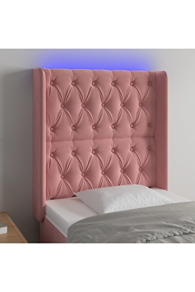 Concept Tăblie de pat cu LED, roz, 83x16x118/128 cm, catifea