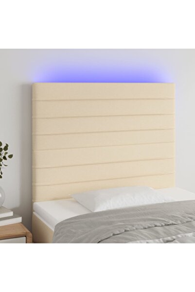 Concept Tăblie de pat cu LED, crem, 100x5x118/128 cm, textil