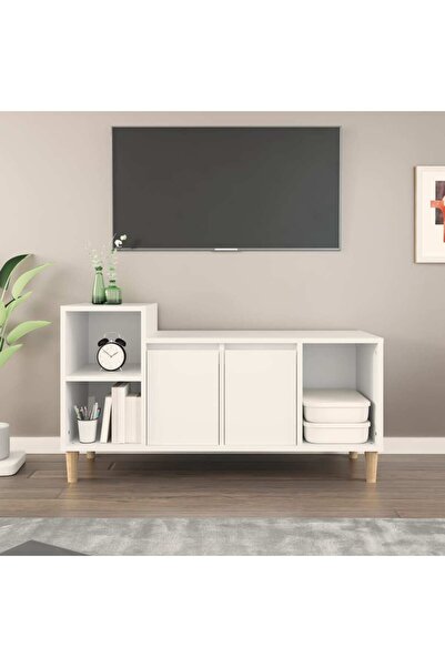 Concept Comodă TV, alb, 100x35x55 cm, lemn prelucrat