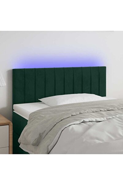 Concept Tăblie de pat cu LED, verde închis, 100x5x78/88 cm, catifea