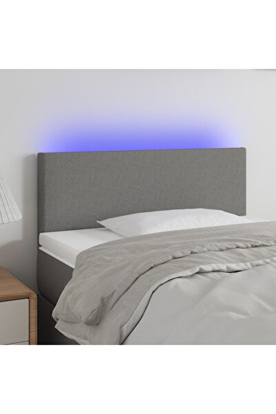 Concept Tăblie de pat cu LED, gri închis, 90x5x78/88 cm, textil
