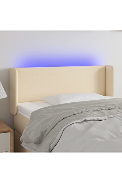 Concept Tăblie de pat cu LED, crem, 93x16x78/88 cm, textil