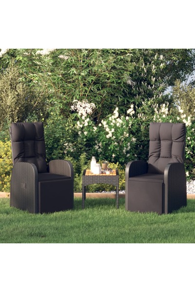 Concept Πτυσσόμενες καρέκλες κήπου με μαξιλάρια, 2 τεμ., μαύρο πολυρατάν