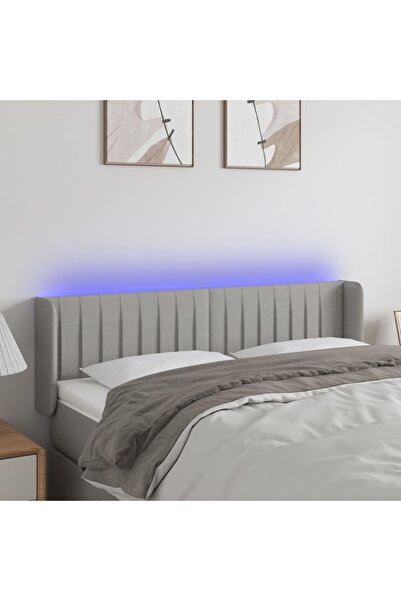 Concept Tăblie de pat cu LED, gri deschis, 147x16x78/88 cm, textil