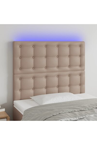 Concept Tăblie de pat cu LED cappuccino 80x5x118/128cm, piele ecologică
