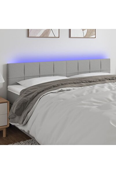 Concept Tăblie de pat cu LED, gri deschis, 160x5x78/88 cm, textil