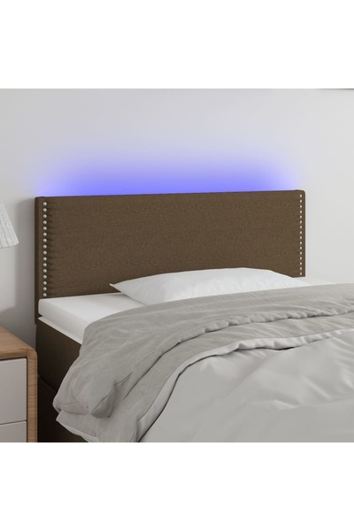 Concept Tăblie de pat cu LED, maro închis, 100x5x78/88 cm, textil
