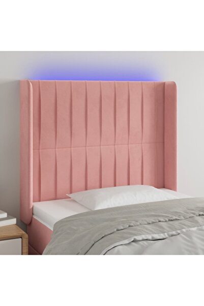 Concept Tăblie de pat cu LED, roz, 103x16x118/128 cm, catifea