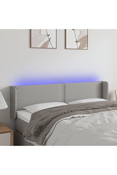 Concept Tăblie de pat cu LED, gri deschis, 147x16x78/88 cm, textil