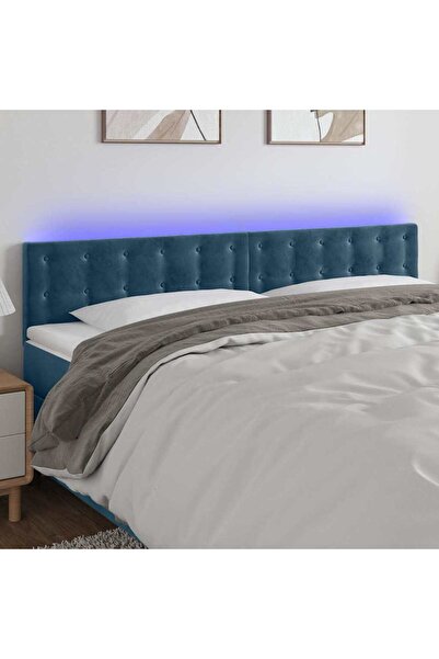 Concept Κεφαλάρι LED, σκούρο μπλε, 180x5x78/88 cm, Βελούδο