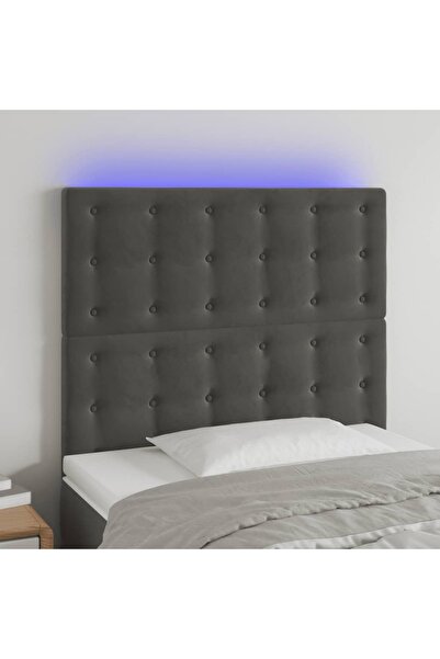 Concept Tăblie de pat cu LED, gri închis, 100x5x118/128 cm, textil