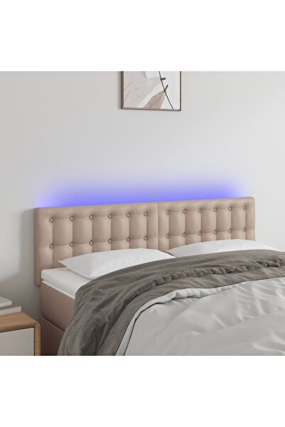 Concept Tăblie de pat cu LED cappuccino 144x5x78/88 cm piele ecologică