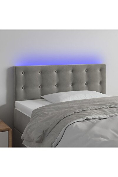Concept Κεφαλάρι LED, ανοιχτό γκρι, 90x5x78/88 cm, Βελούδο