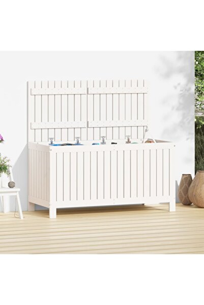 Concept Κουτί αποθήκευσης κήπου, λευκό, 121x55x64 cm, μασίφ ξύλο πεύκου